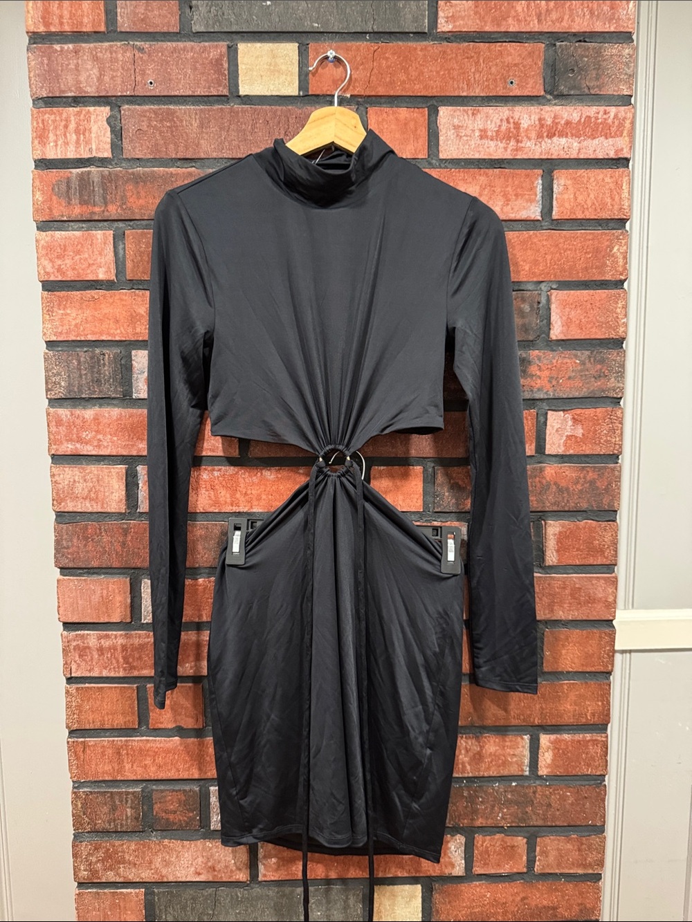 House Of harlow Black Cutout Long-Sleeve Dress